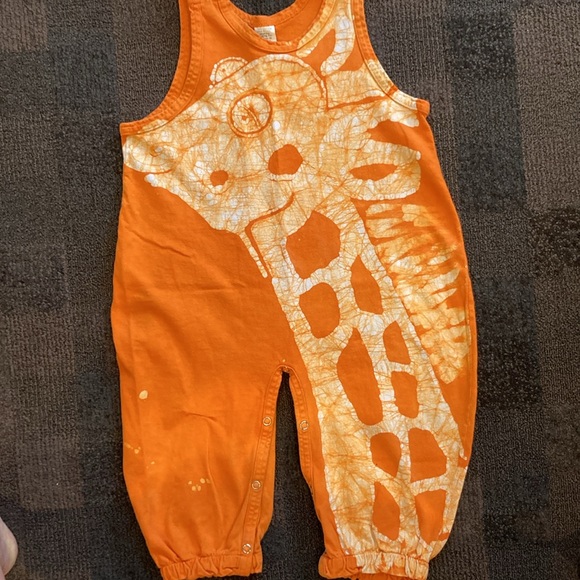 VNTG Batik Giraffe Toddler One Piece Jogger Jumpsuit Tie Dye Hand Made 24 month - Picture 2 of 16